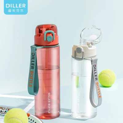 Bouteille d'eau de paille en plastique sans BPA Sports Tritan personnalisé avec corde