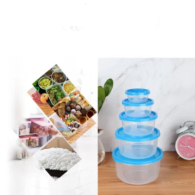 Hot Sale Plastic Box Round 5 Piece Set Boîte de rangement scellée Bac à légumes