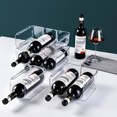Organisateur de stockage de casier à vin en plastique acrylique pour réfrigérateur de cuisine vin, bière, pop/soda, porte-bouteilles d'eau