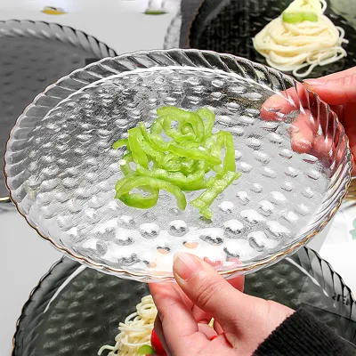 Assiette en verre à bordure dorée créative Ins pour salade de fruits Dessert gâteau Steak verrerie de haute qualité vaisselle